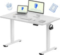 FLEXISPOT EN1 One-Piece Standing Desk, 48'x24' Seamless Desktop Electric Height Adjustable Desk for Home Office, Multi-Monitor Setups & Easy Assembly, White