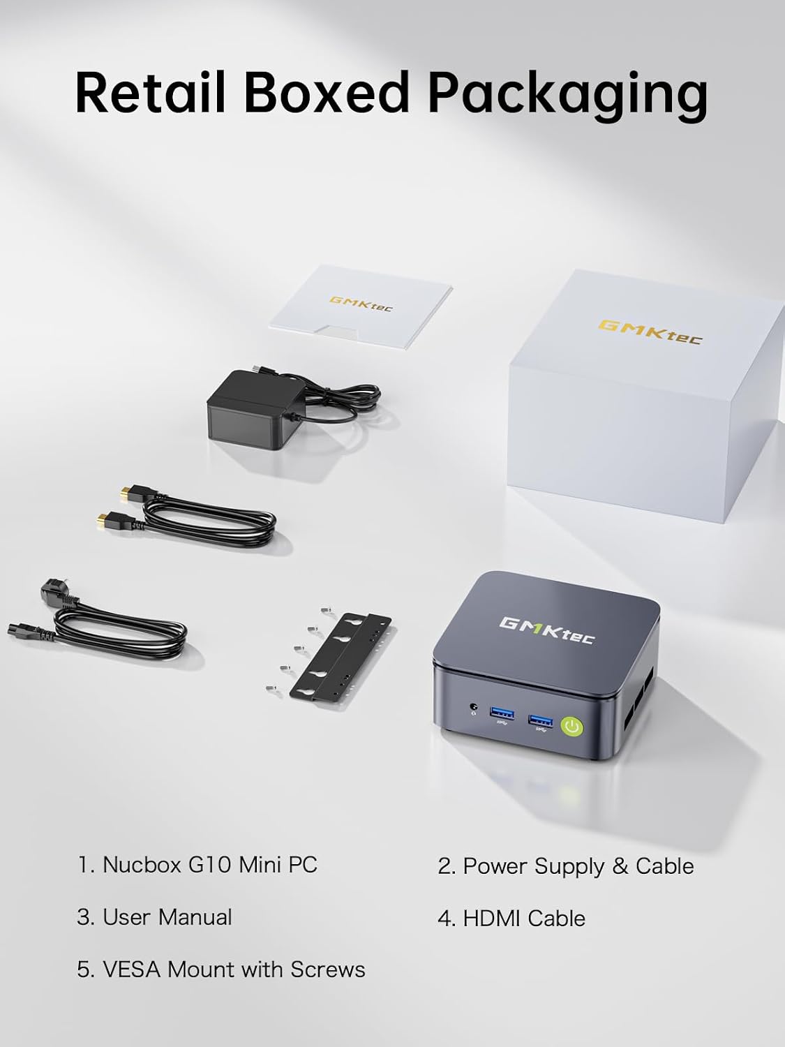 GMKtec G10 Mini PC Computer, Ryzen 5 3500U (Beats 4300U/N150/3300U), 16GB RAM 512GB SSD 2.5GbE NIC LAN Desktop Office Home Business HTPC, Triple 4K Display, WiFi, BT, USB-C, DP, Type-C PD, HDMI 2.1