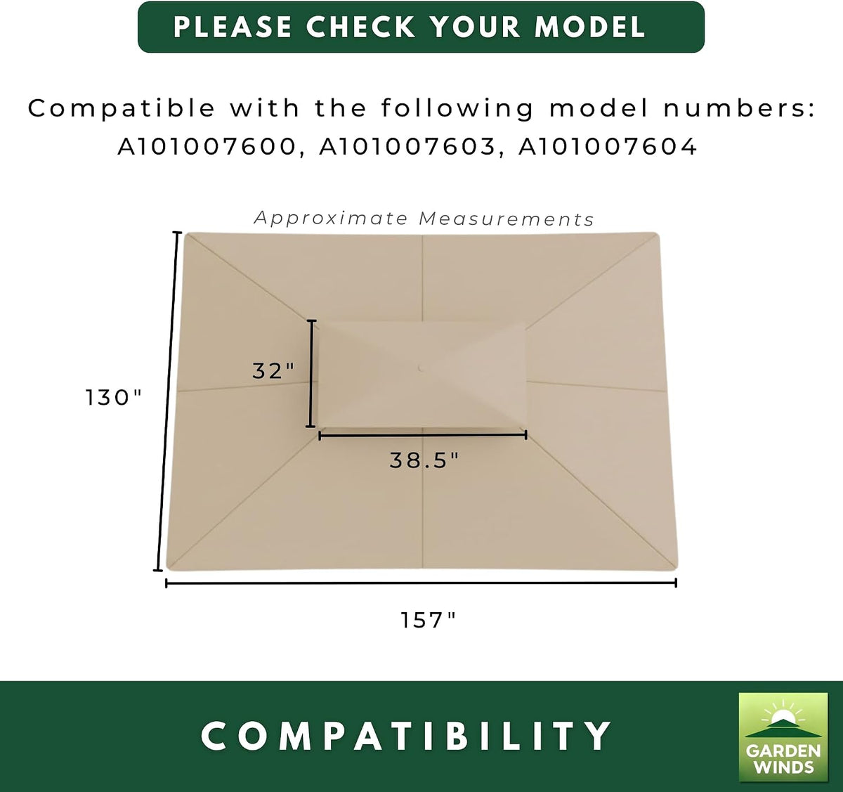 Garden Winds Reinforced Replacement Canopy Top Cover Compatible with The A101007600, A101007603, A101007604 Broyhill Eagle Brooke Ashford Asheville 10' x 12' Gazebo - Classic Sand, RipLock 350