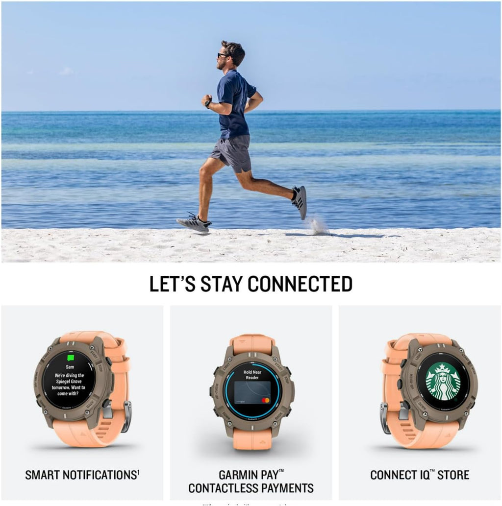 Garmin® Descent™ G2, Watch-Style Dive Computer, Bright AMOLED Display, Multiple Dive Modes, Health and Wellness Features, Paloma with Shell Pink Band