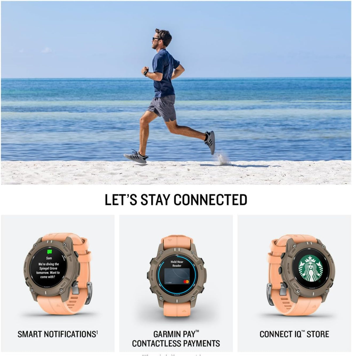 Garmin® Descent™ G2, Watch-Style Dive Computer, Bright AMOLED Display, Multiple Dive Modes, Health and Wellness Features, Paloma with Shell Pink Band