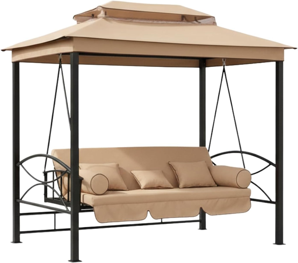 Garden Winds Reinforced RipLock 350 Replacement Canopy Top Cover Compatible with Debora Gazebo Swing Model 01-0884 - Beige