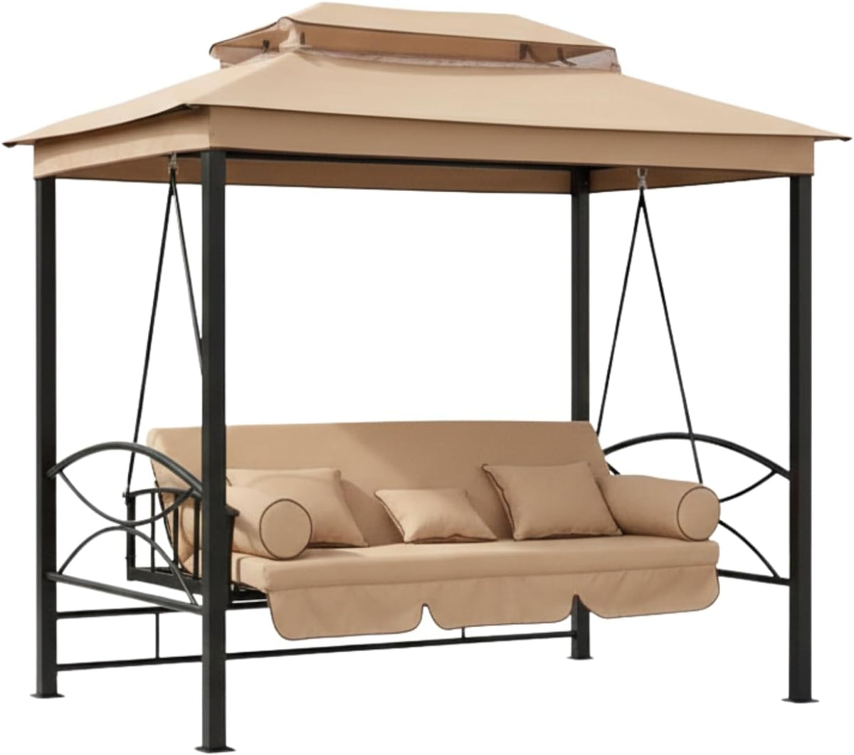 Garden Winds Reinforced RipLock 350 Replacement Canopy Top Cover Compatible with Debora Gazebo Swing Model 01-0884 - Beige