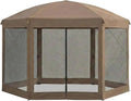 Garden Winds Reinforced RipLock 350 Replacement Canopy Top and Netting Set Compatible with Coleman Hex 10' x 12' Gazebo Model 2000013063 – Nutmeg