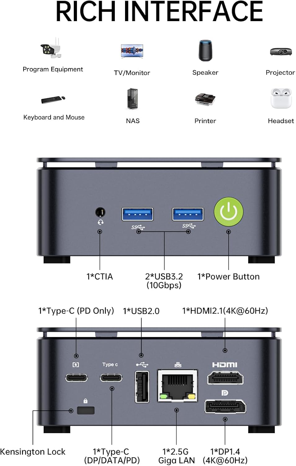 GMKtec G10 Mini PC Computer, Ryzen 5 3500U (Beats 4300U/N150/3300U), 16GB RAM 512GB SSD 2.5GbE NIC LAN Desktop Office Home Business HTPC, Triple 4K Display, WiFi, BT, USB-C, DP, Type-C PD, HDMI 2.1