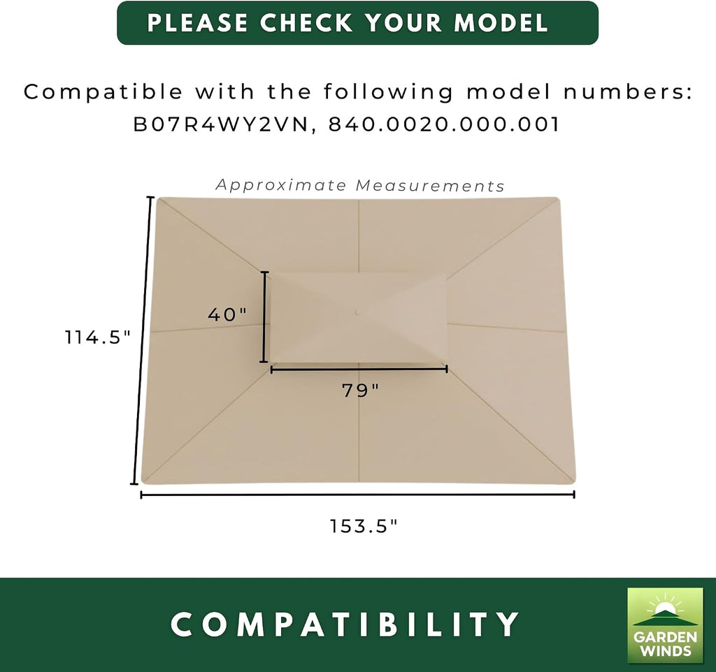 Garden Winds Reinforced RipLock 350 Replacement Canopy Top Cover Compatible with Grand Patio 10' x 13' Gazebo Models B07R4WY2VN, 840.0020.000.001 - Slate Gray