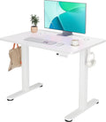 YDN Electric Standing Desk Adjustable Height, 35 x 20 Inches Stand up Desk with Cable Management, Home Office Desks with Splice Board & White Frame, White Top