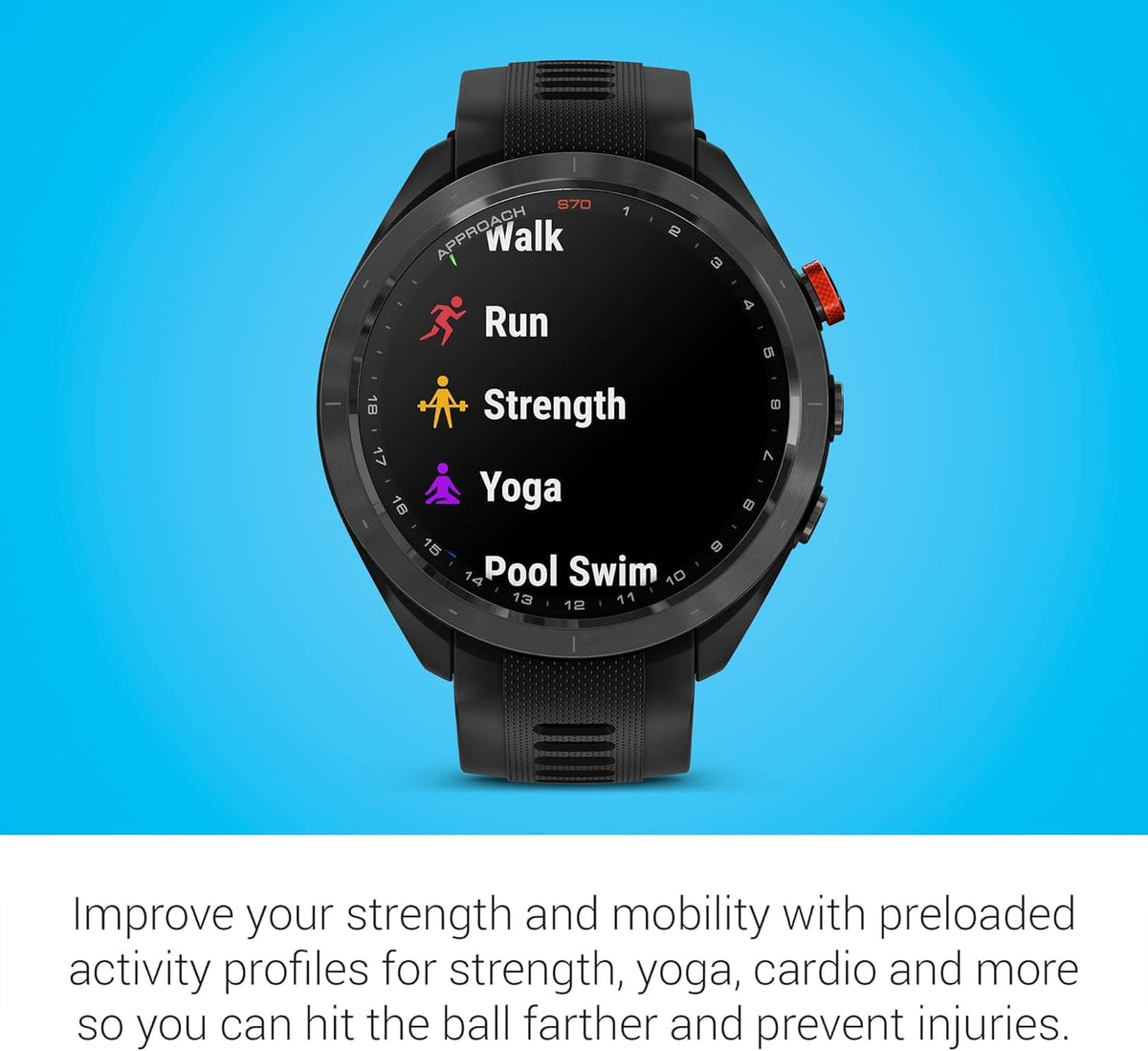 Garmin Approach S70 (Black, 47mm) Golf GPS Watch - AMOLED Display, Virtual Caddie & Playslike Distance - Gift Box Bundle with PlayBetter Screen Protectors, Wall Adapter & Hard Case
