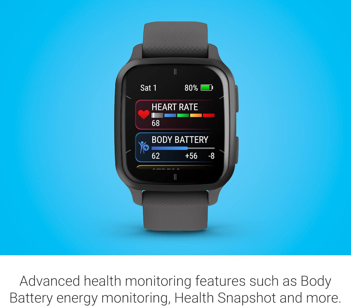 Garmin Venu® Sq 2 GPS Smartwatch - AMOLED Display, All-Day Health Monitoring, Long Battery Life, Activity & Heart Rate Tracker, Slate and Shadow Gray