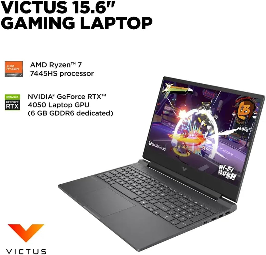 HP Victus 15.6' 144Hz Full HD Gaming Laptop - AMD Ryzen 7 7445HS - NVIDIA GeForce RTX 4050-Windows 11-Copilot-with Mouse Pad (32GB RAM |2TB PCIe SSD+Mouse pad)