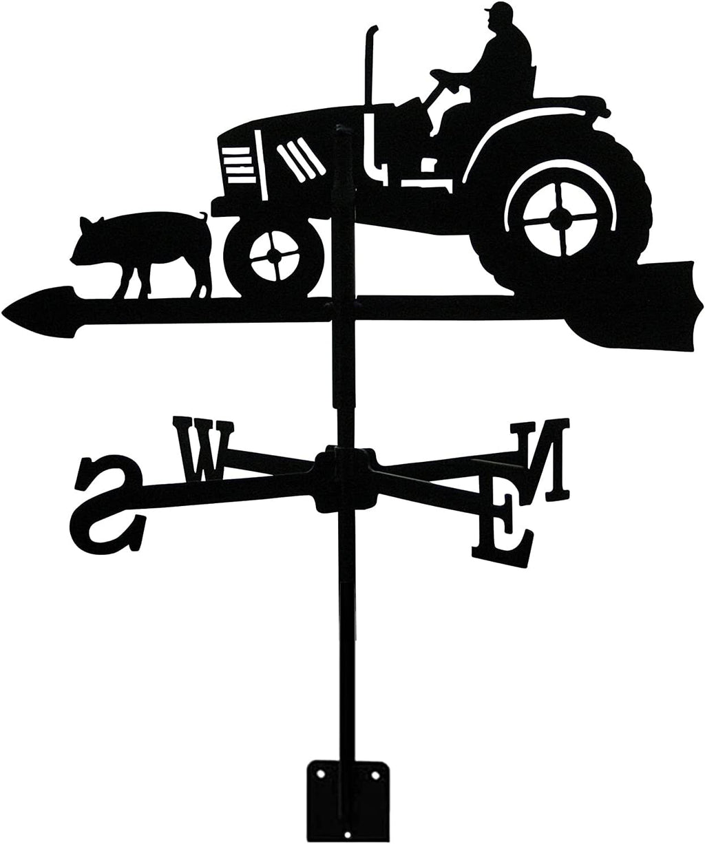 Tractor and Pig Weather Vane Stainless Steel Decorative Weathervane Antique Style Wind Direction Indicator Suitable for Home, Barn or Pavilion, Garden Decoration