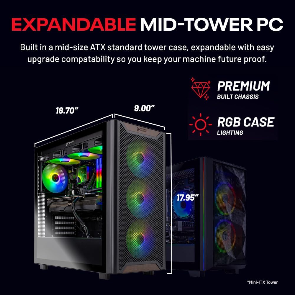 Skytech Gaming Chronos 3 Desktop PC, Ryzen 7 7700X 4.5 GHz (5.4GHz), NVIDIA RTX 5070 12GB, 1TB NVMe SSD, 32GB DDR5 RAM 5600 RGB, 850W Gold PSU, 360mm ARGB AIO, Wi-Fi, Win 11