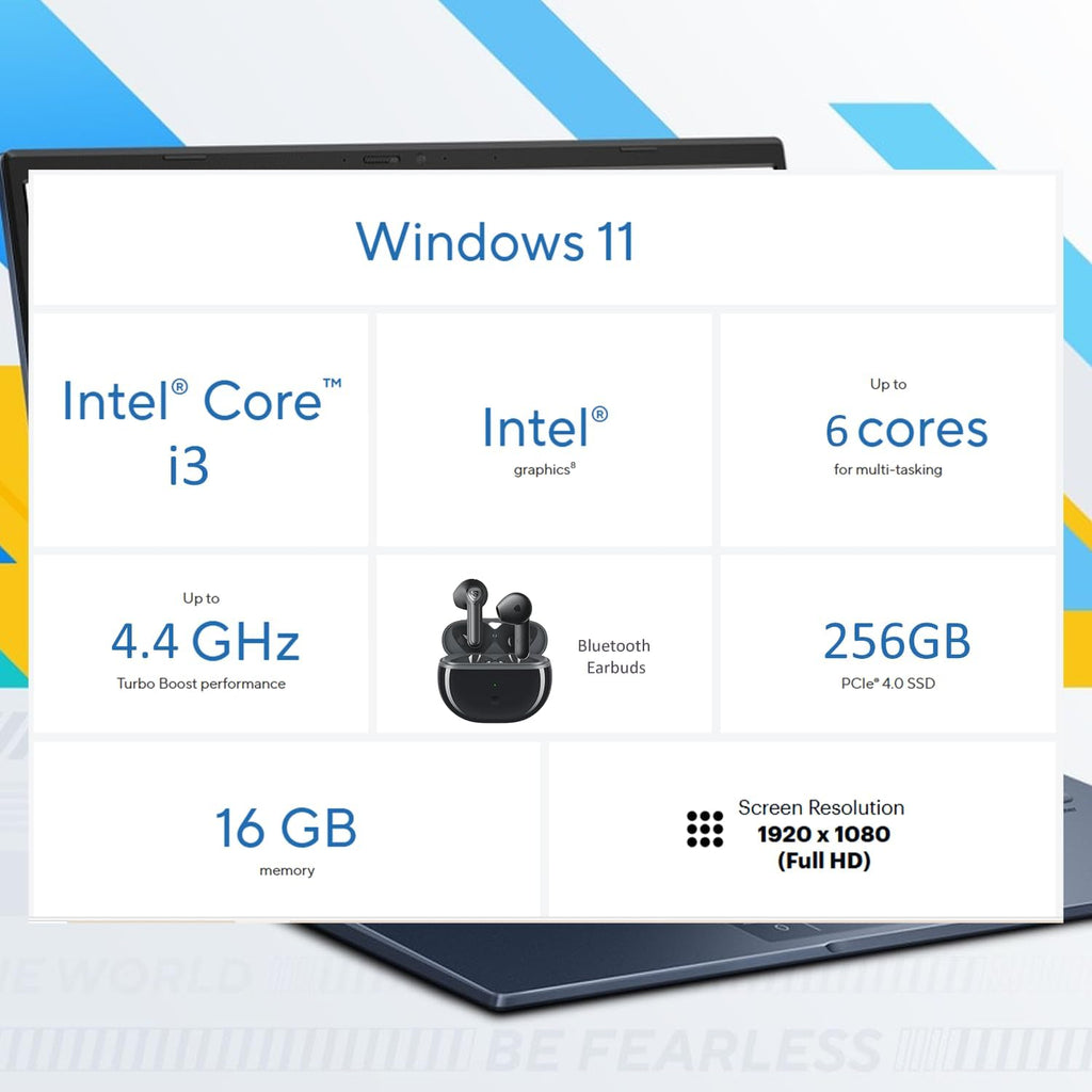 ASUS Vivobook 14 Inch FHD Laptop for Everyday Use | Intel Core 13th Gen 6-Core CPU | 8GB RAM, 512GB SSD | Quiet Blue | Windows 11 | 8HR Battery, FastCharge | Privacy Shutter | Intel UHD Graphics