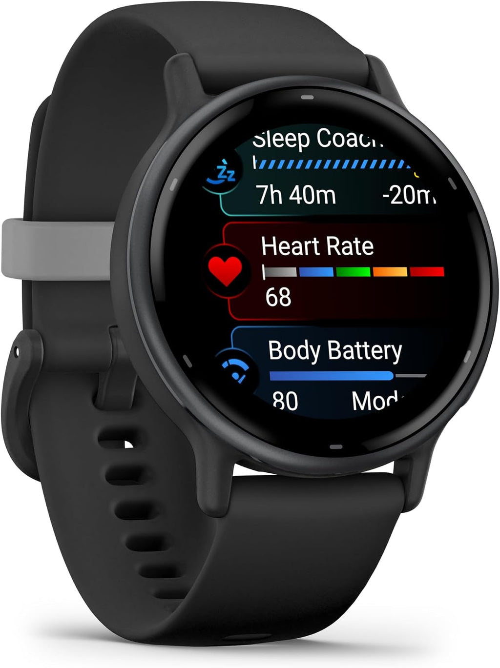 Garmin vivoactive 5, Health and Fitness GPS Smartwatch for Men and Women with Slate Aluminum Bezel Black Case and Silicone Band, 1.2' AMOLED Touchscreen Display, 11 Days Battery Life (Bundle)