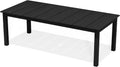 PLUUV Outdoor Dining Table with Aluminum Legs, All-Weather HDPE Rectangular Outdoor Dining Tables with 2' Umbrella Hole, Heavy-Duty Weatherproof Patio Dining Table for Backyard Deck, Black