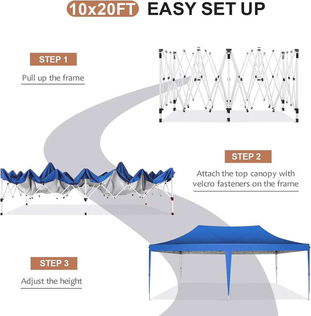 COBIZI Pop up Gazebo 3M x 6M Marquee Gazebo with Sides 2.0, Upgrade Structure Wind & Waterproof Easy up UV Blocking with 4 Sidewalls & Carry Bag & 4 Stakes & Ropes, Light Blue