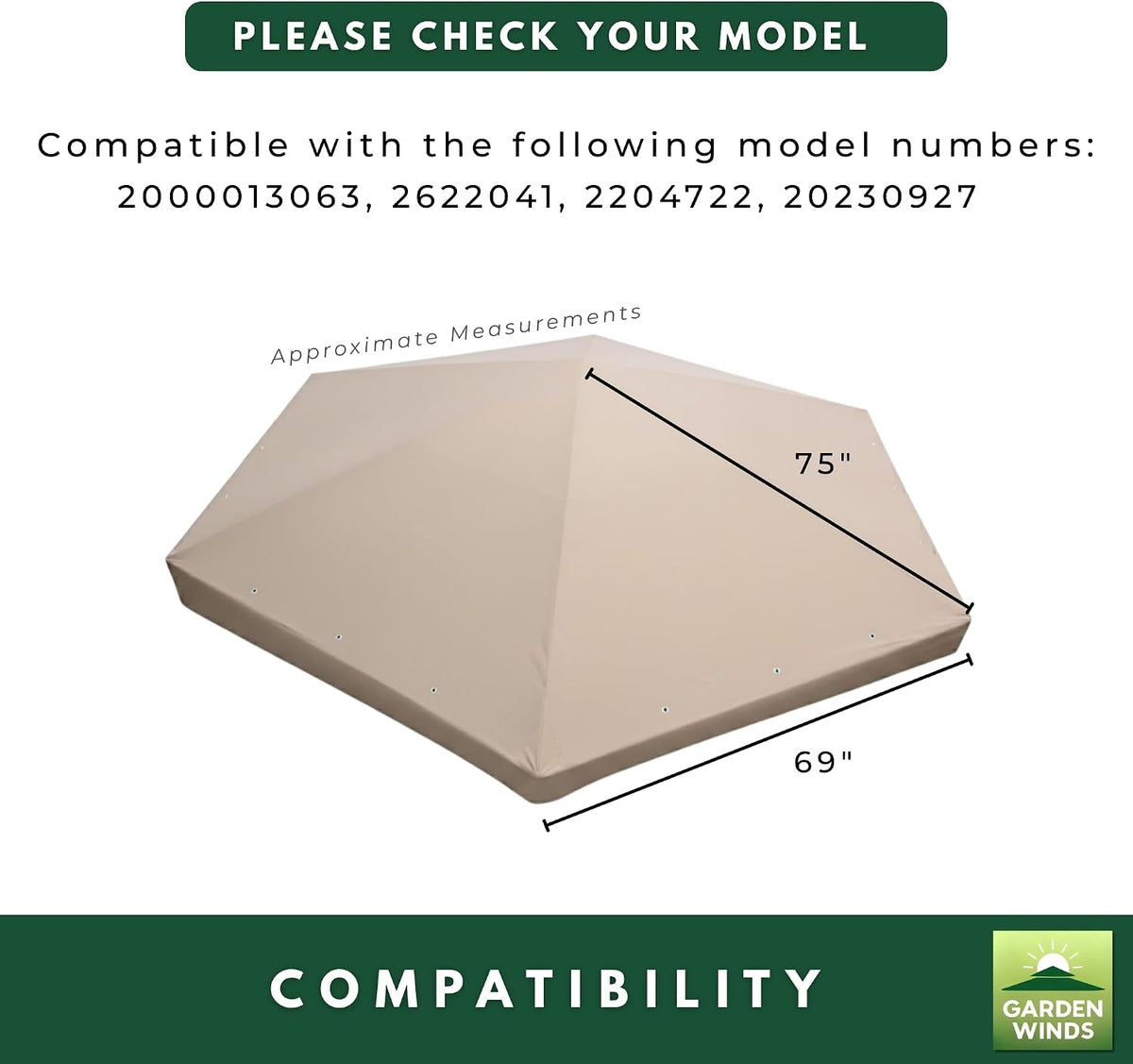 Garden Winds Reinforced Replacement Canopy Top Cover and Netting Set Compatible with The Coleman 2000013063 Back Home 10' x 12' Portable Gazebo – Classic Brown, Riplock 350