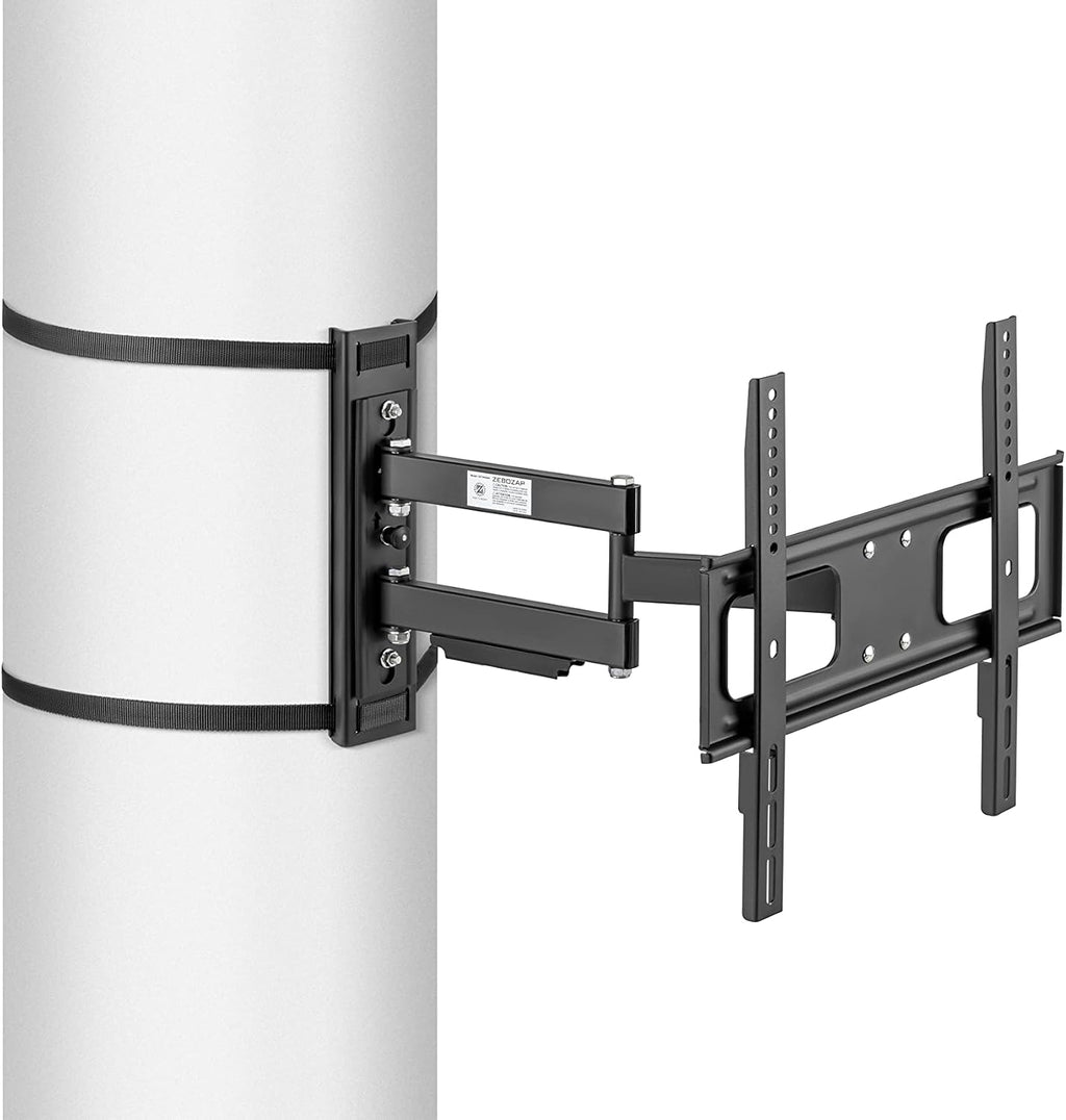 ZeboZap 32'–70' TVs | Outdoor Full Motion TV Mount Fits Pillars & Poles, No Drill Gazebo & Pergola TV Mount, VESA 400x400, Holds 80 lbs