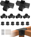 VEVOR Pergola Kit, 4x4 Inch Pergola Brackets for 3.5x3.5 Inch Wood Beams in Actual Dimension, 3-Way (4 Pcs) and 4-Way (2 Pcs) Gazebo Brackets with 6 Post Bases, for Outdoor Pergolas, Gazebos, Sheds
