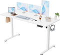 Furmax Electric Standing Desk, 55 x 24 Inches Sit Stand up Desk, Sit Stand Height Adjustable Home Office Desk with 4 Height Position Memory (White, 55)