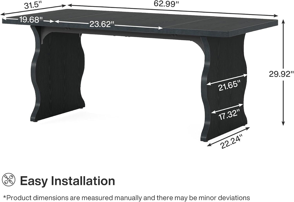 Tribesigns 63' Large Desk for Home Office, Spacious Executive Computer Desk with Ample Leg Room, Double PC Gaming Writing Table Study Desk with Sturdy Legs, Black