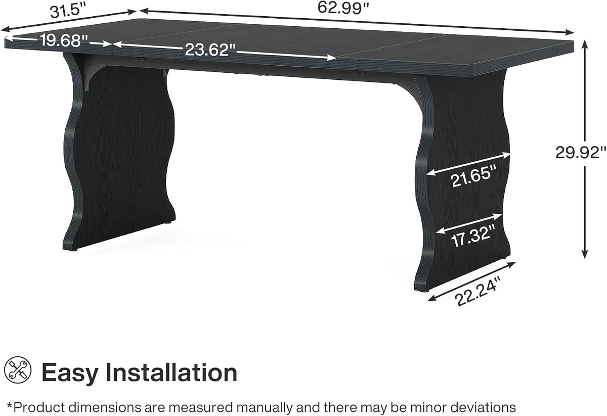 Tribesigns 63' Large Desk for Home Office, Spacious Executive Computer Desk with Ample Leg Room, Double PC Gaming Writing Table Study Desk with Sturdy Legs, Black