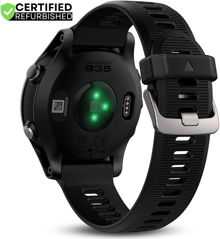Garmin (Refurbished 010-N1746-00 Forerunner 935 GPS Watch, Multisport, Altimeter, Battery, Black Bundle with 2 YR CPS Enhanced Protection Pack (Renewed)