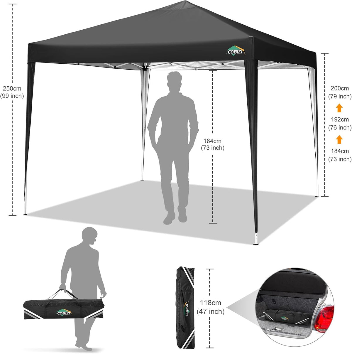 COBIZI Faltbarer Pavillon 3 x 3 cm