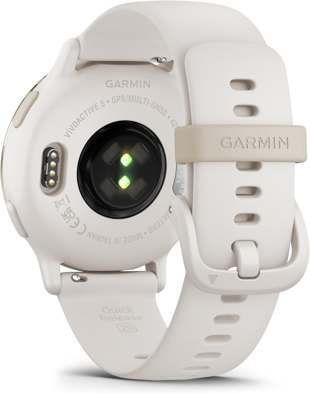 Garmin Vivoactive 5 Health and Fitness GPS Smartwatch for Men and Women with Cream Gold Aluminum Bezel, Ivory Case Silicone Band, 1.2' AMOLED Touchscreen Display, 11 Days Battery Life (Bundle)