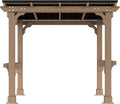 Yardenaler 8 x 5 FT Wooden Grill Gazebo with Sloping Metal Roof, Outdoor Grill Gazebo with 2 Grilling Workstations, BBQ Canopy for Outdoor Patio, Lawn, Garden, Light Mocha Brown
