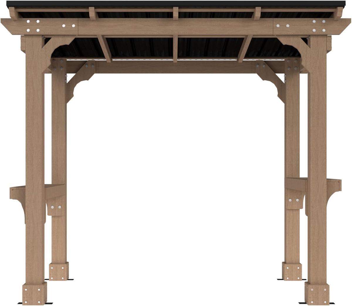 Yardenaler 8 x 5 FT Wooden Grill Gazebo with Sloping Metal Roof, Outdoor Grill Gazebo with 2 Grilling Workstations, BBQ Canopy for Outdoor Patio, Lawn, Garden, Light Mocha Brown