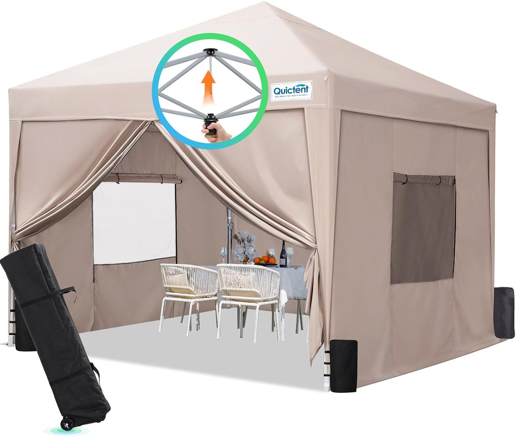 Quictent Privacy 8x8 Pop up Canopy Tent with Sidewalls and Roll-up Ventilated Windows, One Person Easy Setup, Outdoor Commercial Gazebo Shelter Enclosed Waterproof, Bonus 4 Sandbags