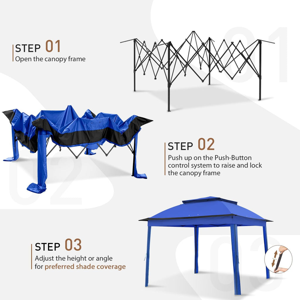 COOS BAY 11x11 Pop Up Gazebo with Mesh Netting, Instant Outdoor Canopy Tent, Water Resistant Shelter with UPF 50+ UV Protection, 121 Sq Ft Coverage, Blue