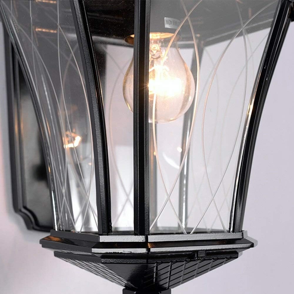 Wall Mounted Light E27 Traditional Outdoor Waterproof Wall Light, Wall Mounted Lighting Fixtures Decoration, Pavilion Garden Balcony Lighting Sconces Lamp Reading Light (Color : Black)
