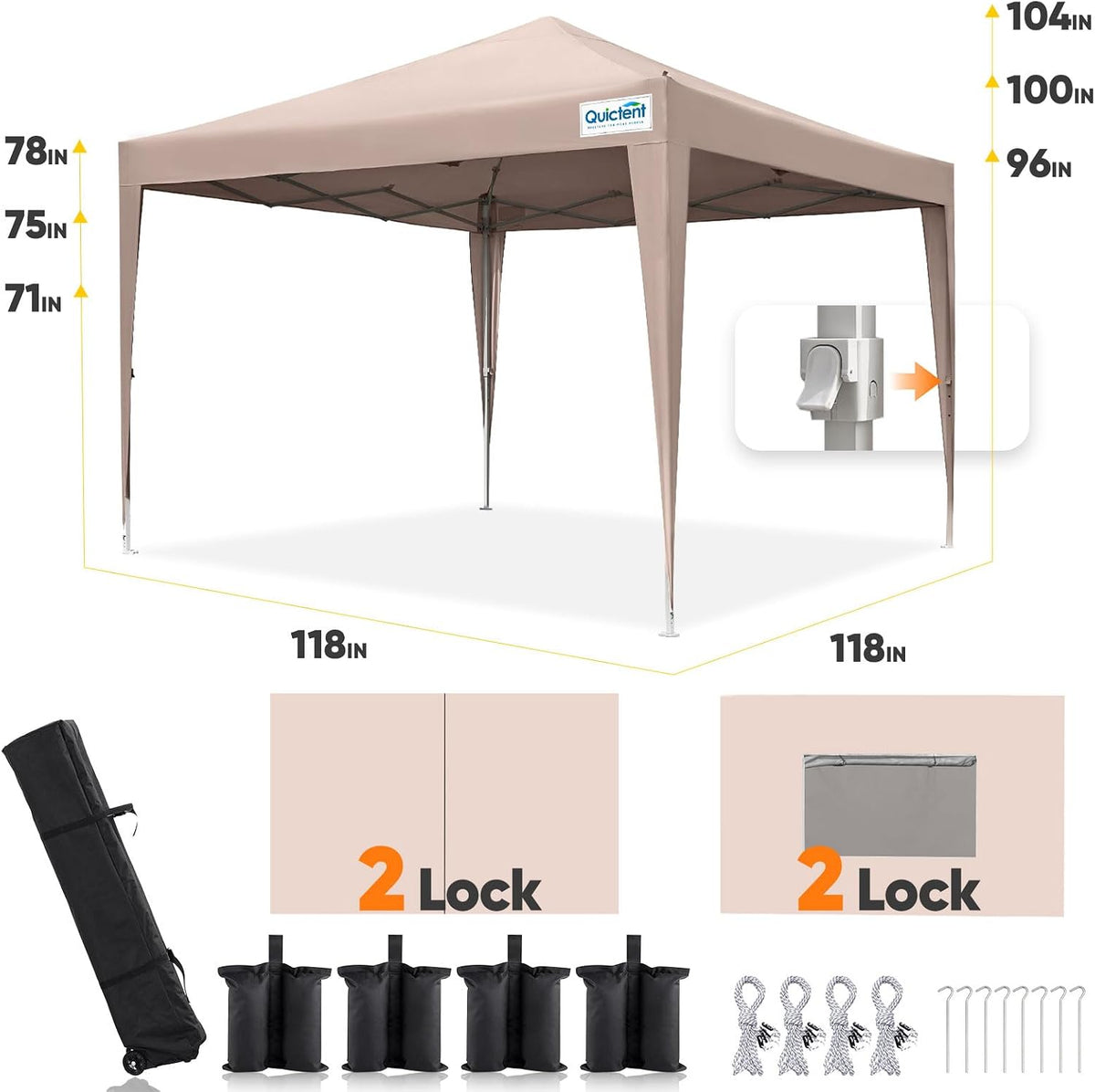 Quictent Privacy 10x10 Pop up Canopy Tent with Sidewalls and Roll-up Ventilated Windows, One Person Easy Setup, Outdoor Commercial Gazebo Shelter Enclosed Waterproof, Bonus 4 Sandbags