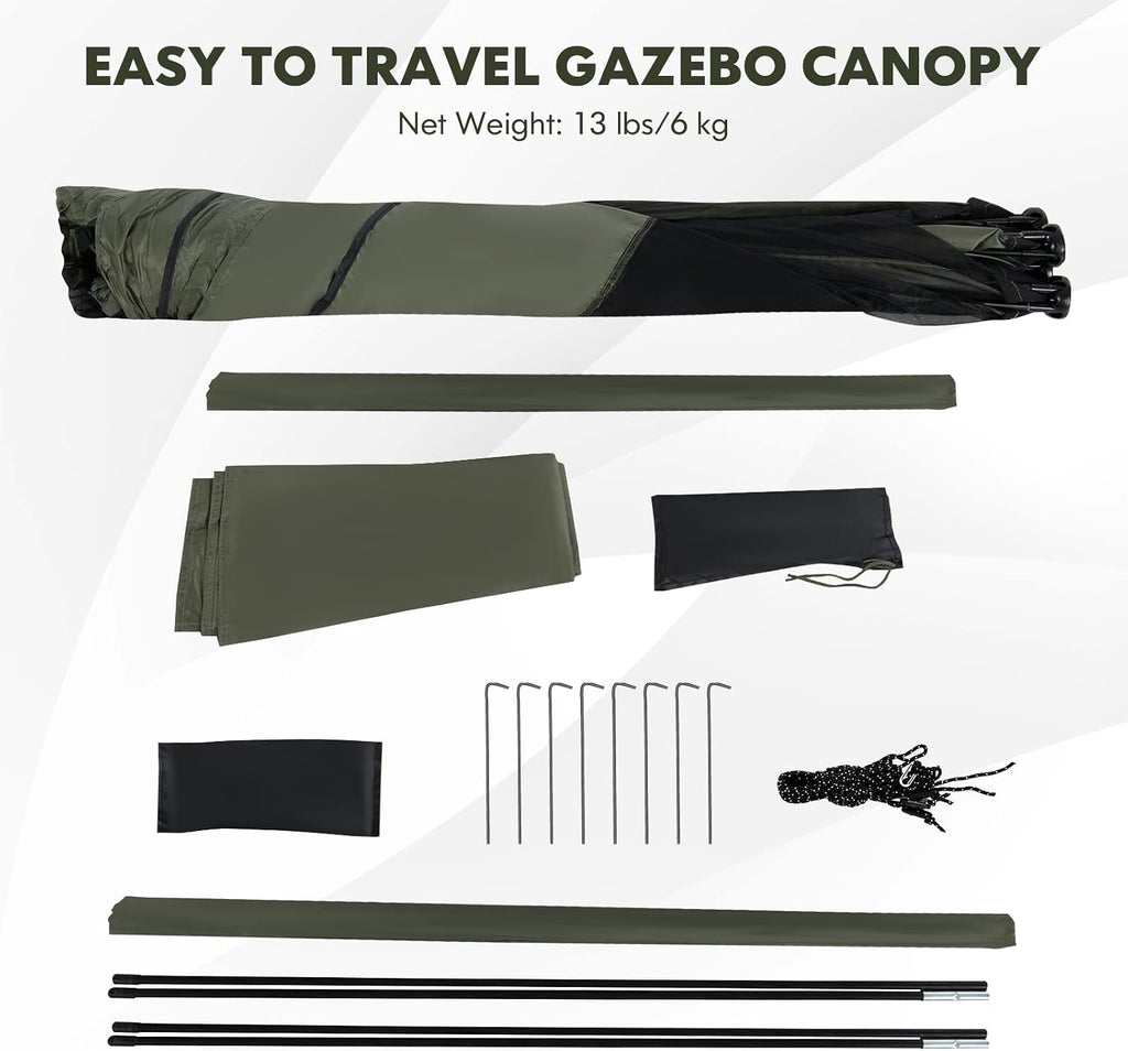 Tangkula 6.7x6.7 Ft Pop Up Gazebo with Netting, Portable Screen Tent with 4 Sided Mesh Walls, 2 Sunshade Cloths, UV 50+ Instant Canopy Shelter with Carry Bag for Camping, Lawn, Backyard