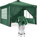 COBIZI Pop Up Canopy Tent Beach Canopy Outdoor Portable with Air Vent, 4 Removable Sides and Sandbags, 10x10, Green