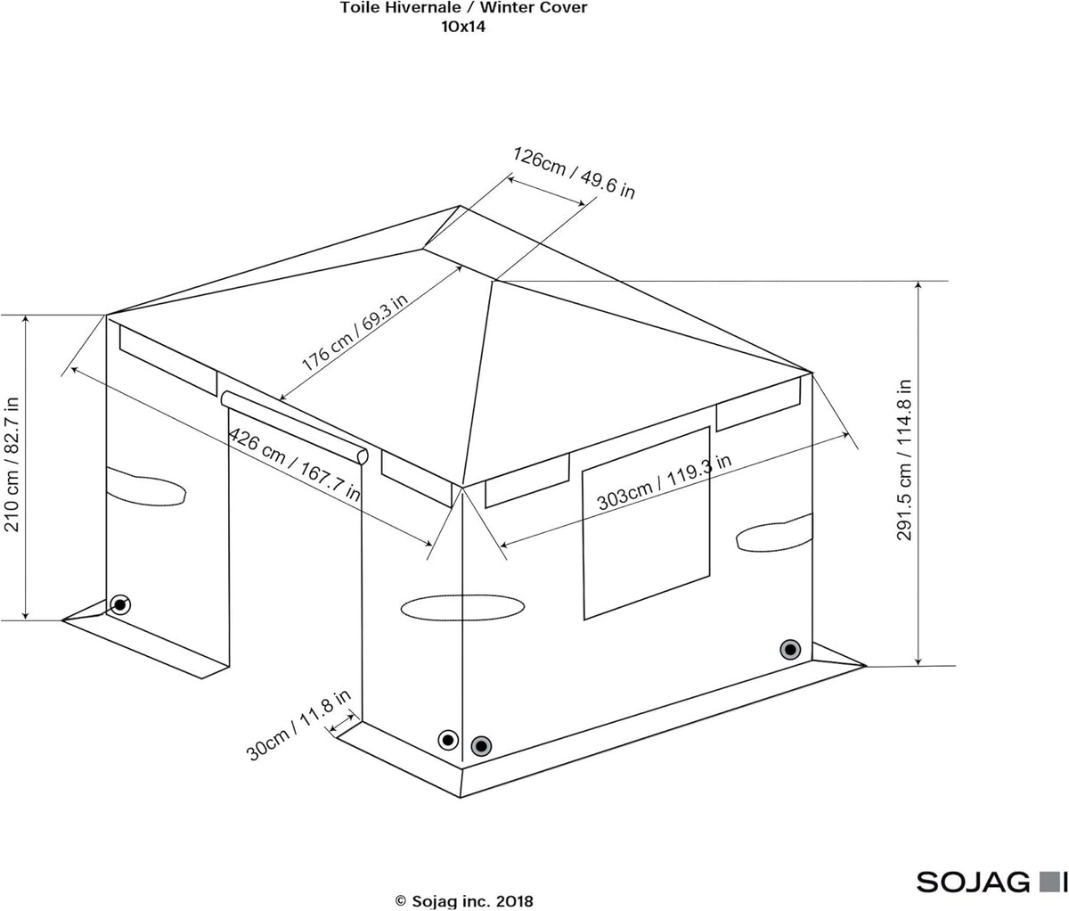 Sojag Winter Cover for Gazebos, Waterproof 10' x 14' Gazebo Accessory with Roll-Up Door, and Vented Panels, All-Season Outdoor Storage