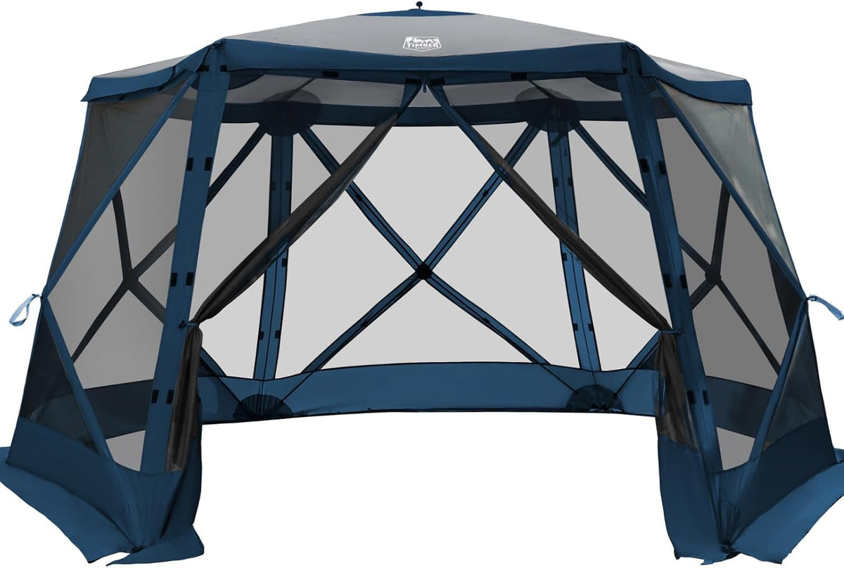 Timber Ridge Pop Up Gazebo, Portable Instant Screen House with Netting, Easy 60-Second Set-Up, Measures 12.1' x 10.5' x7.2', Fits 8 People, Ideal for Camping, Backyard, Patio, Tailgating, Picnics