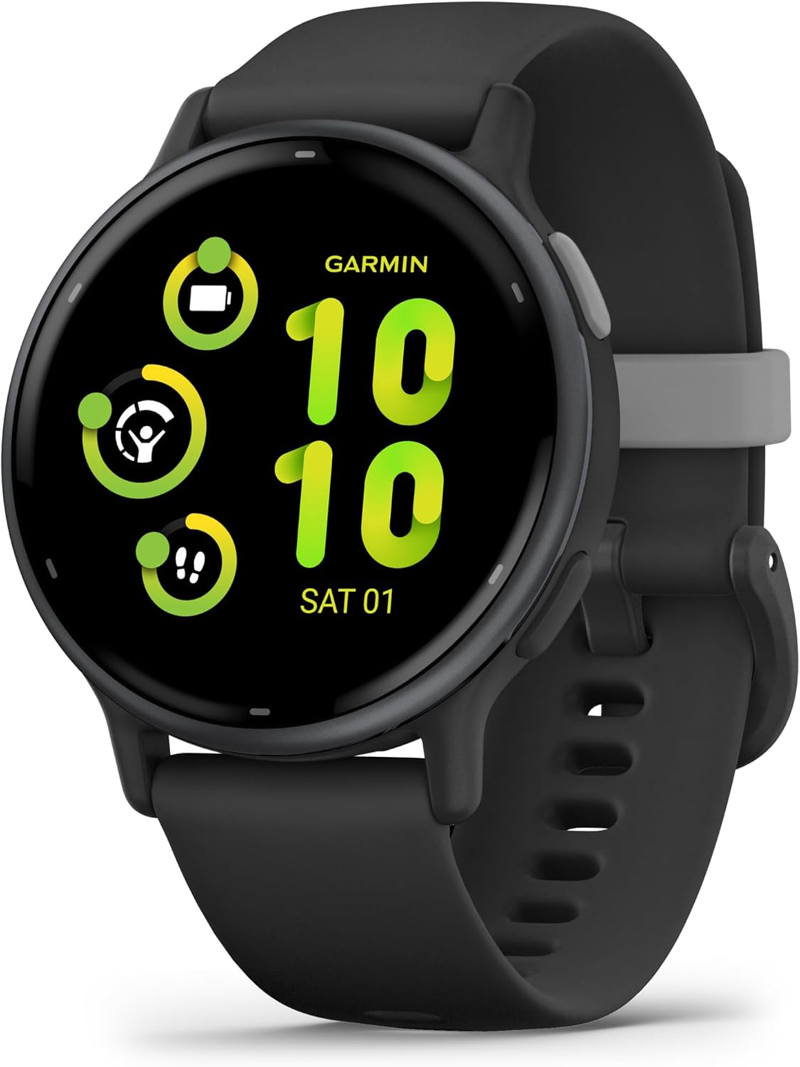 Garmin vivoactive 5, Health and Fitness GPS Smartwatch for Men and Women with Slate Aluminum Bezel Black Case and Silicone Band, 1.2' AMOLED Touchscreen Display, 11 Days Battery Life (Bundle)
