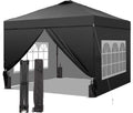 GDY 12x12 Pop Up Canopy Tent with 4 Sidewalls, Easy Set up with One Push Lift Gazebo with Wheel Bag and4 Sandbags,Carpas for Events, Parties,Camping, Black.
