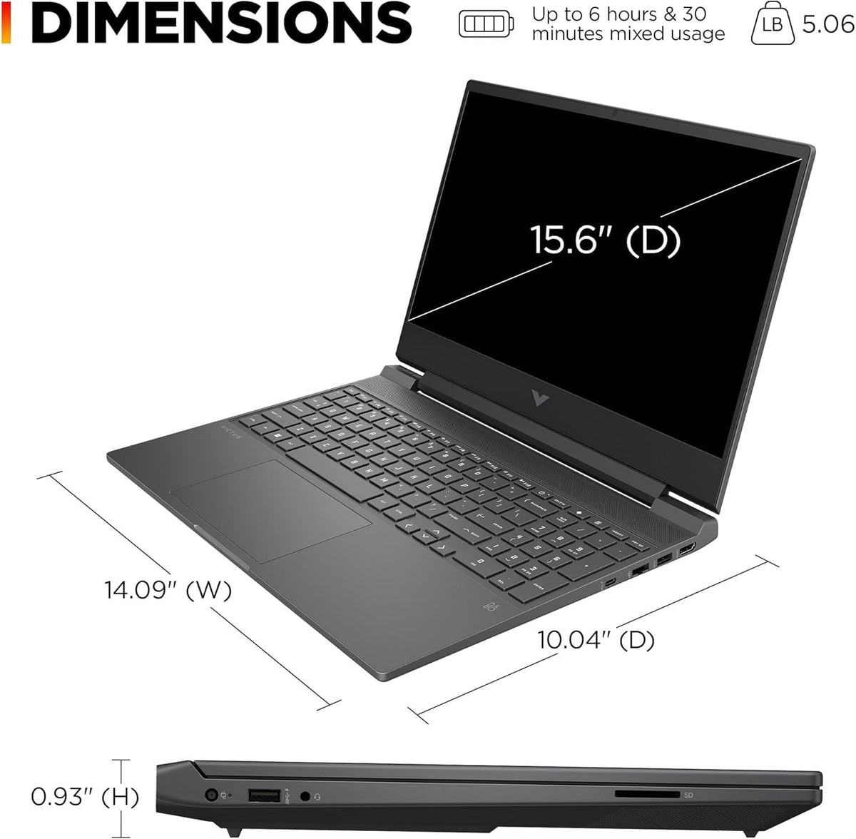 HP Victus 15.6' Full HD 144Hz Gaming Laptop, Intel Core i5-12450H, NVIDIA GeForce RTX 3050,16GB RAM, 1TB PCIe SSD, Backlit Keyboard, Wi-Fi 6, Windows 11 Pro, Performance Blue