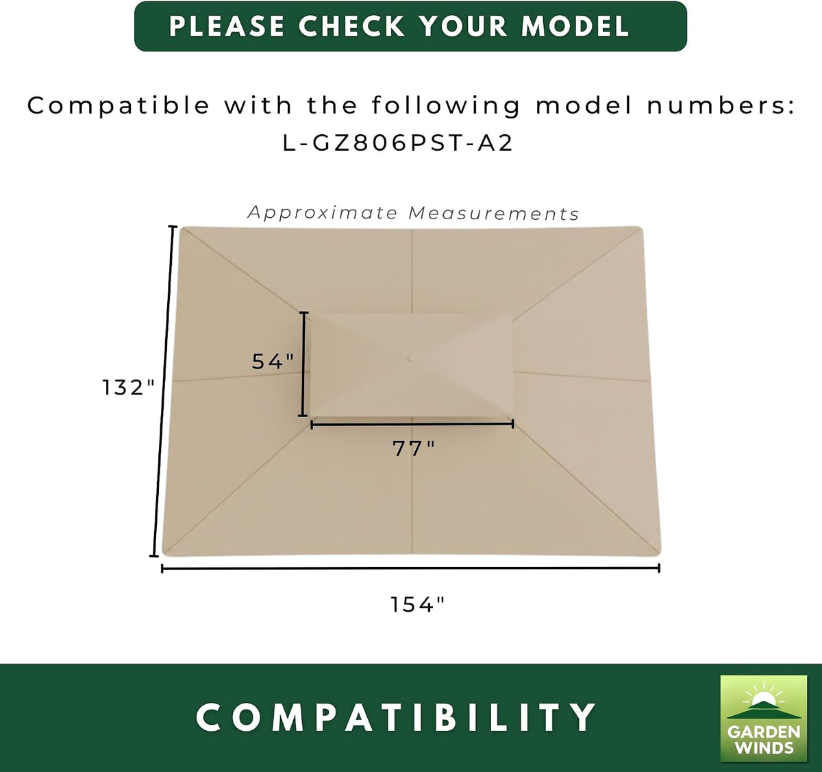 Garden Winds Reinforced RipLock 350 Replacement Canopy Top Cover Compatible with Revella 10' x 12' Gazebo Model L-GZ806PST-A2 - Nutmeg