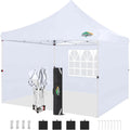 COBIZI 10x10 Pop Up with 3 Sidewalls, Canopy Tent 10x10 for Parties, Backyard, Commercial, Waterproof and Portable Instant Shelter UV50+ Outdoor Canopy Gazebo with 4 Sandbags(White)