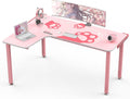 EUREKA ERGONOMIC Gaming Desk,60 Inch Pink L-Shaped Computer Desk, Corner Desk Gamer Desk Game Table with Free Mouse Pad for Girls Home Office Wood & Metal Space-Saving,Easy to Assemble,Pink