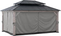 Sunjoy Replacement Gazebo Curtains Panles,Water-Resistant Gazebo Privacy Curtain, 4-Panel Screen Walls 12 x 16 ft Gazebo, Patio & Backyard Protection