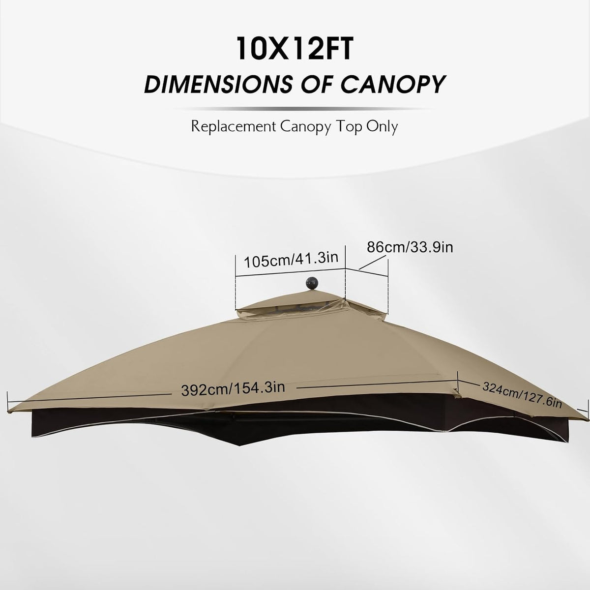 MASTERCANOPY Replacement Canopy Top for Lowe's Allen Roth 10x12 Gazebo #GF-12S004B-1 (Khaki Plaid,Riplock Material)