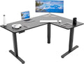 VIVO Corner Standing Desk, 63 x 47 inch Reversible L-Shaped Workstation, Electric Height Adjustment, Home, Office, and Reception Rooms, Black Table Top Black Frame, DESK-E3CTB-47
