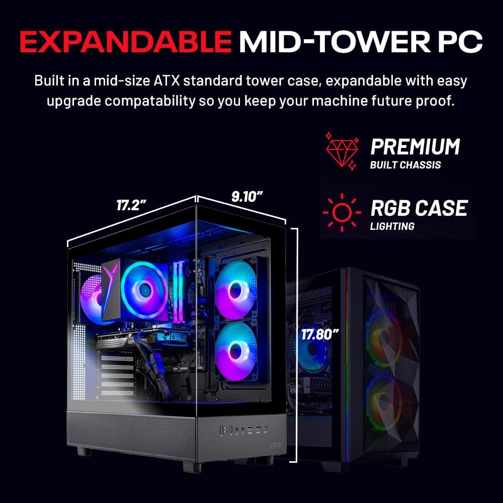 Skytech Gaming Azure 3 Gaming PC, AMD Ryzen 7 5700 3.7GHz, NVIDIA RTX 5060, 1TB NVMe SSD, 32GB DDR4 RAM 3200, 650W Gold PSU, Wi-Fi, Win 11, Desktop