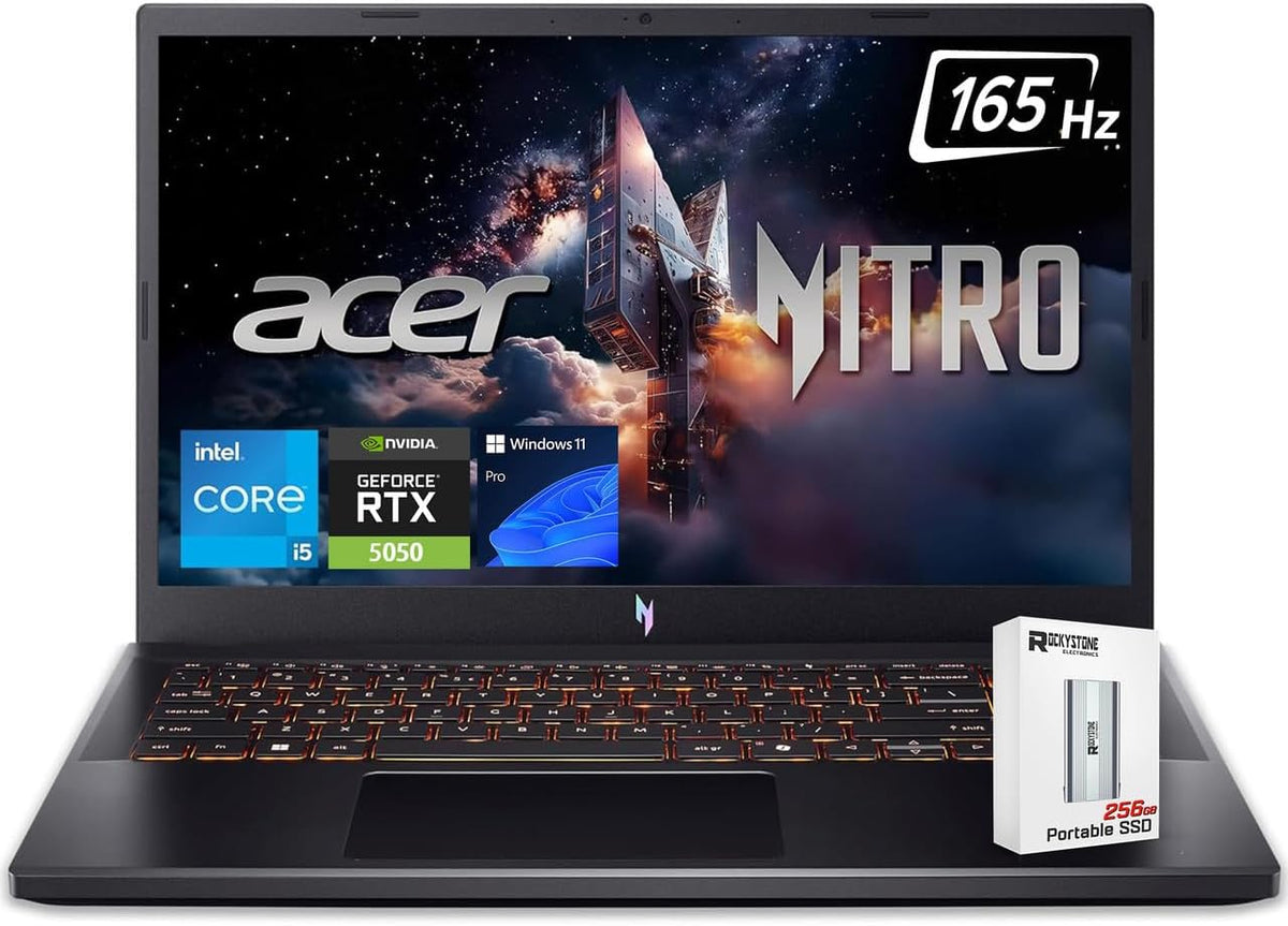 acer Nitro V 15 Gaming Laptop, 15.6' FHD 165Hz Display, 13th Intel 8-Core i5-13420H(>Intel i7-1260P), NVIDIA GeForce RTX 5050 8GB GDDR7 Graphics, Backlit KB, Win11 PRO, W/256GB PSD(16GB|1TB SSD)
